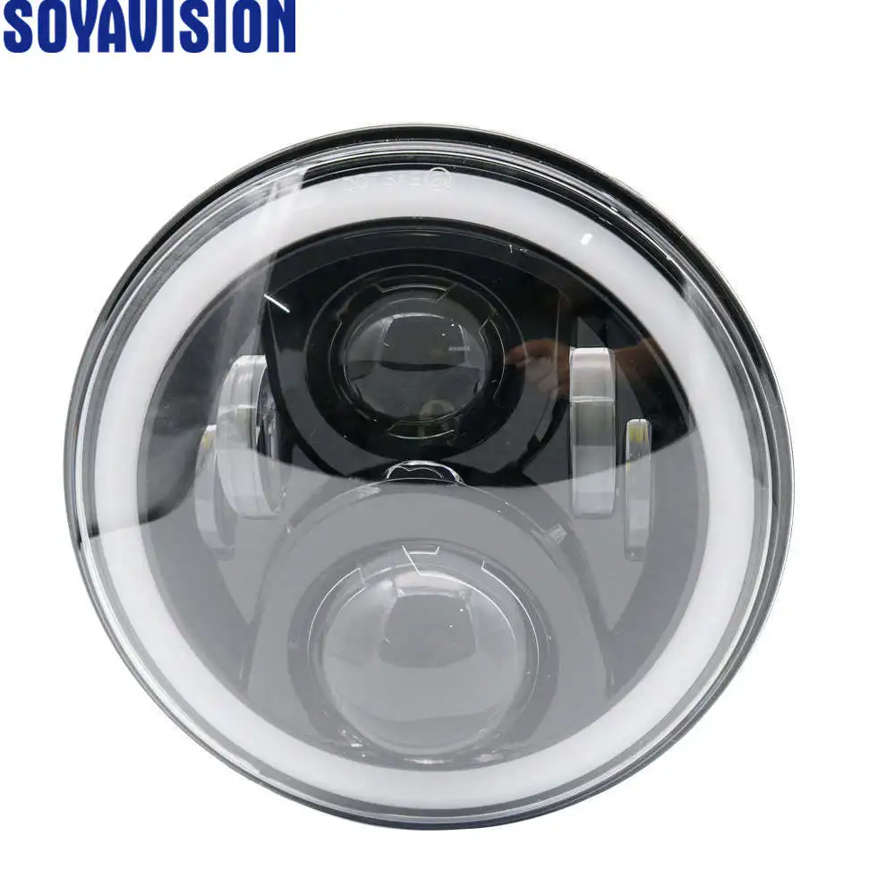 50w Halo light Black 7 дюймовый круглый светодиодный головной светильник высокий низкий пучок светильник Halo Угол Eyes DRL светодиодные фары для джипа Wrangler Lada niva Прожекторы для внедорожников 4х4 в байкерском стиле - Цвет: 50w Halo light Black