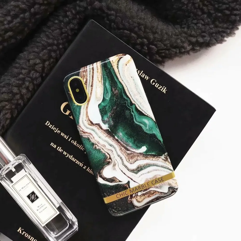 ORYKSZ For iPhone X 6 6S 7 8 Plus Luxury Marble Phone Case XR XS Max Gold Glossy Silicone Soft Cases Cover |