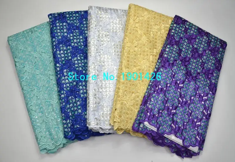 Latest African Hand cut Swiss Voile Lace Fabric High Quality Double Organza In Switzerland With Full Sequins XY3733 | Дом и сад