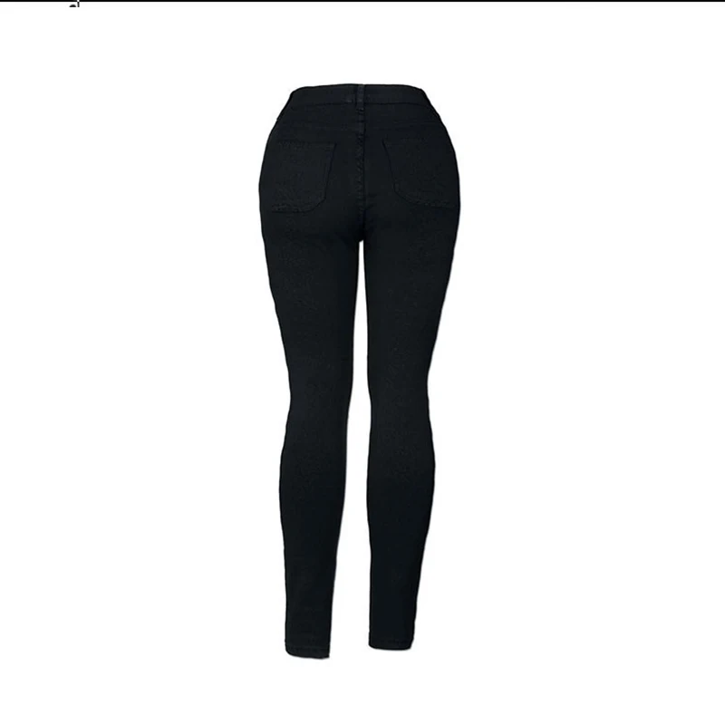 Женственная Дамская обувь модные джинсы Slim Высокая талия узкие джинсовые штаны