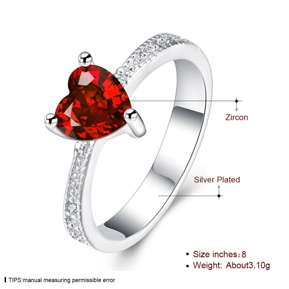 Женское кольцо в форме сердца серебряное с красным сердечком размер 8 оптовая