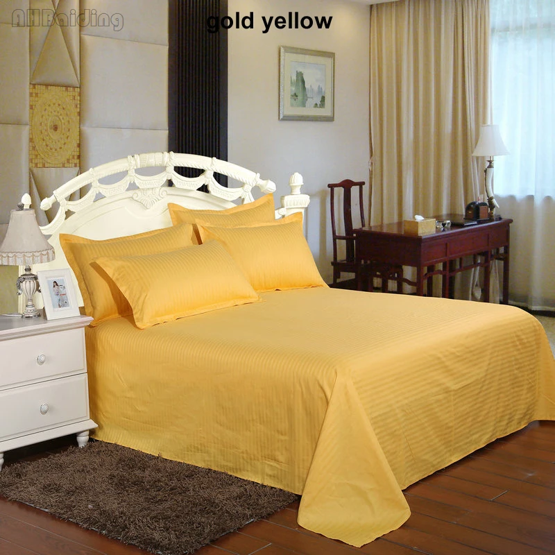gold yellow Простыня для отеля Star, 1 шт., сатин, хлопок, 60 s, плоский лист, 160x235 см/200x235 см/230x235 см/235x260 см, размер - Цвет: gold yellow