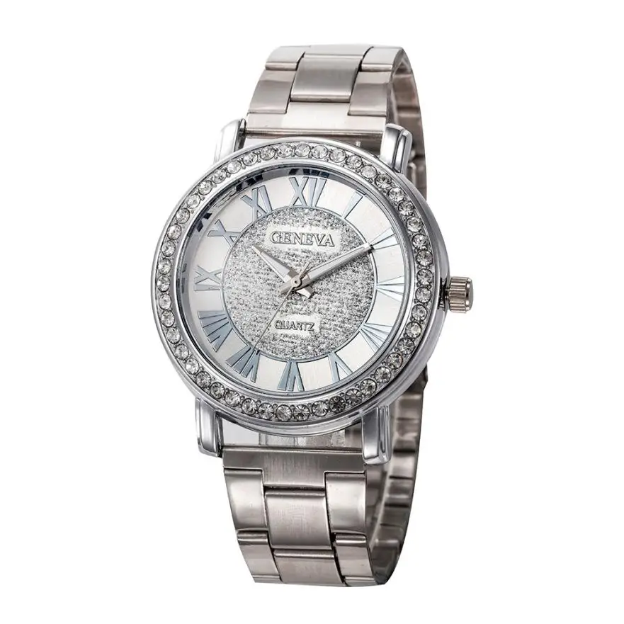 

Women Watches Steel Luxury Rhinestone Dial Lovers Bracelet Wristwatch Clock Business Quartz Ladies Watch Relogio Feminino #C