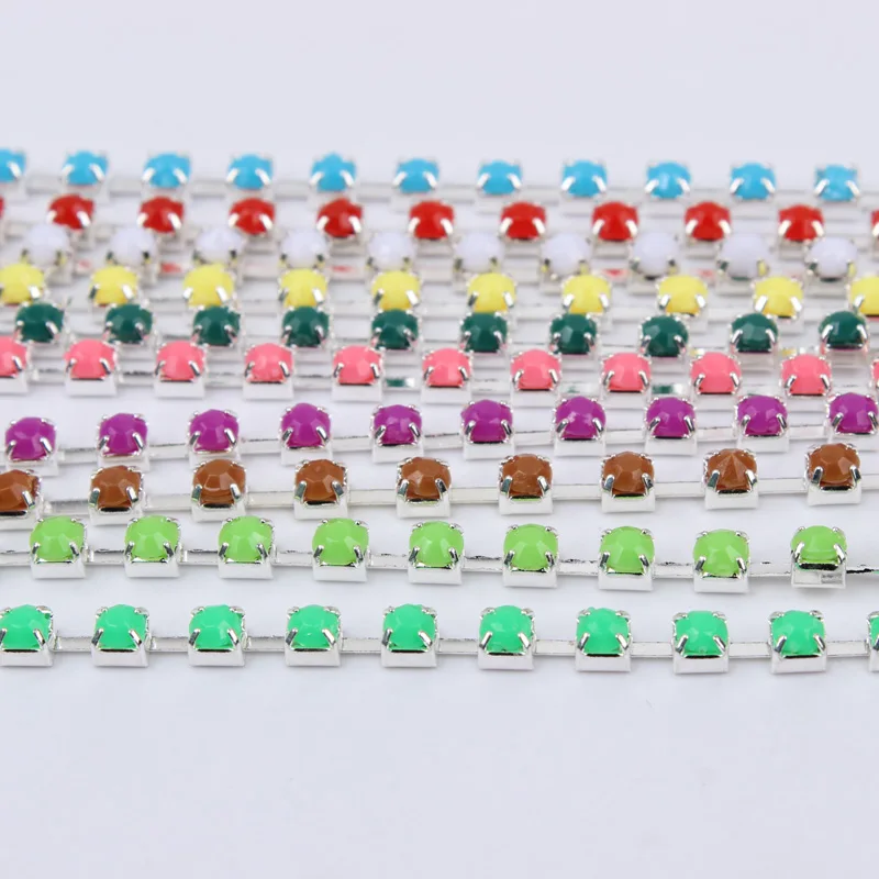 Новинка серебряная цепочка для чашек акриловые стразы цепь SS12 (3 мм) 15 цветов 3