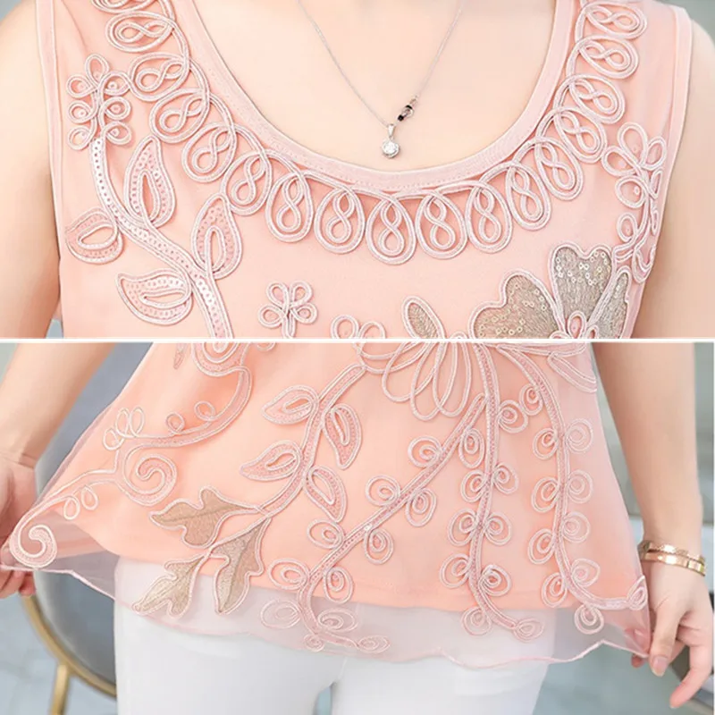 Модный жилет без рукавов шифоновая блузка кружевная рубашка в стиле пэчворк