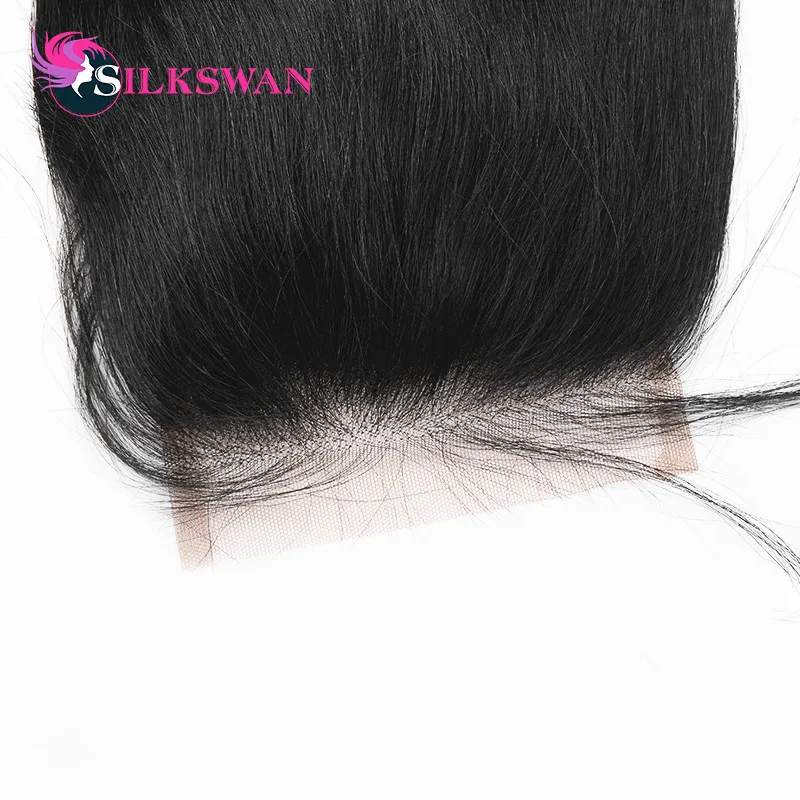 Silkswan бразильский Волосы remy объемная волна прозрачный швейцарские кружева 5x5 Кружева Закрытие предварительно вырезанные с детскими волосами для Для женщин часть