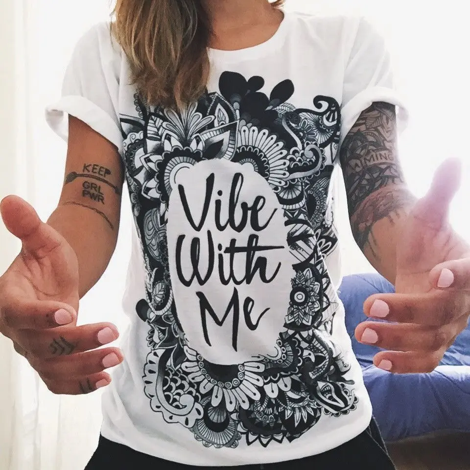 

Summer Women Casual T Shirt Flower Letter OWL Hand Tees Print Pattern Tshirts O Neck Short Sleeve Fashion Shirt