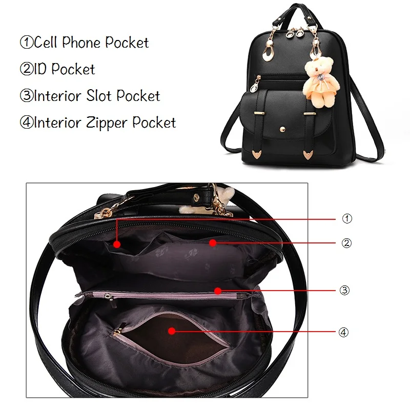 

2019 Korean Spring And Summer New Fashion Casual Simple With Toy Bear Version Of The Tide Female Student Backpack ZGW011-C