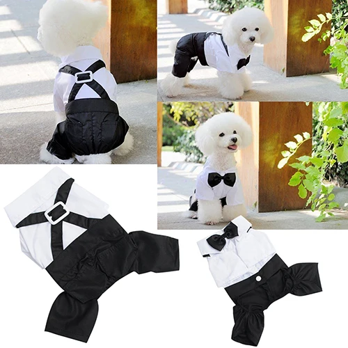 2016 Hot item! Pet Dog Cat Clothes Prince Tuxedo Bow Tie Suit Puppy Costume Jumpsuit Coat S-XXL 456fwr32 | Дом и сад