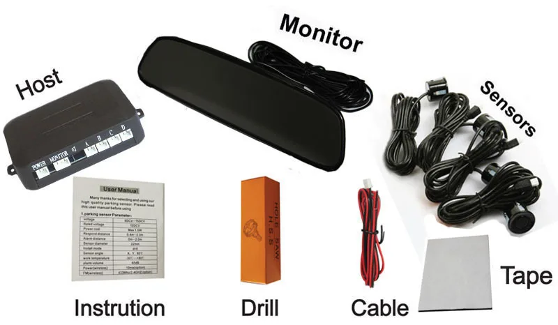 Новый Автомобильный светодиодный зеркальный сенсор для парковки Комплект без