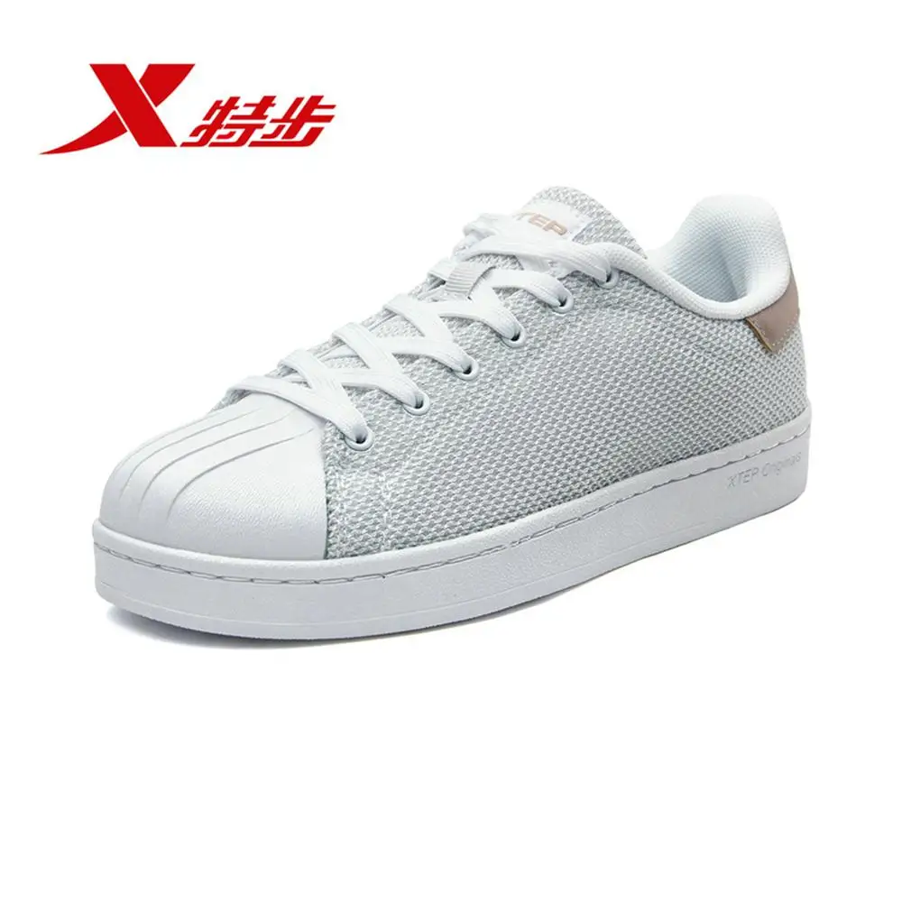 white gold Xtep/Женская обувь для скейтбординга; суперзвезда; женские кроссовки для скейтборда; дышащая обувь для скейтборда из сетчатого материала; Мужская обувь; 982218319512 - Цвет: white gold