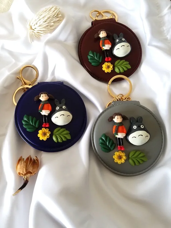 Totoro маленький цветок сливы двусторонний складной макияж портативное маленькое