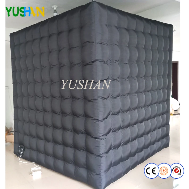 للبيع خيمة قابلة للنفخ على شكل مكعب ، كابينة صور ، غطاء باب قابل للإزالة ، بدون مصابيح LED للحفلات ، أسود