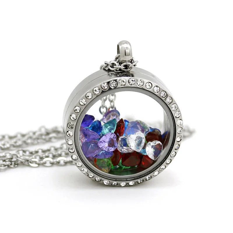 Diylocket 30 мм круглая из нержавеющей стали поворотная стеклянная плавающая