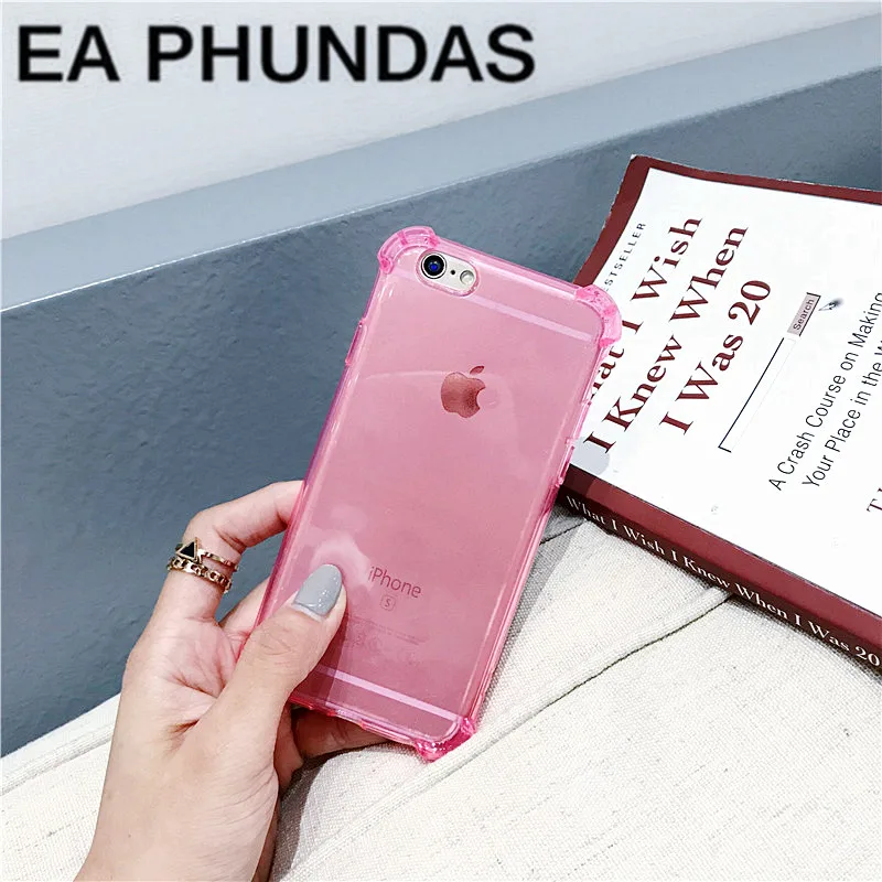 Luxury Transparent Four Corners Anti-knock phone Cover For iPhone 5 7 6 6S 8 Plus X Case Soft Silicone Full protect Coque Fundas |