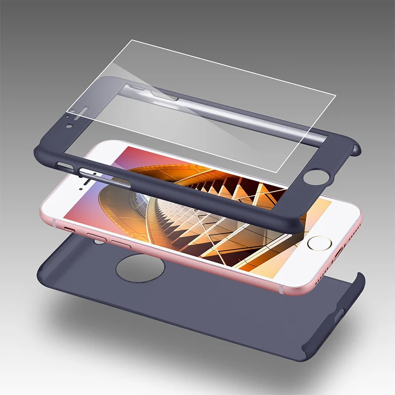Voguery 360 чехол для iPhone 8 с закаленным стеклом протектор экрана Plus Fundas Полный Корпус