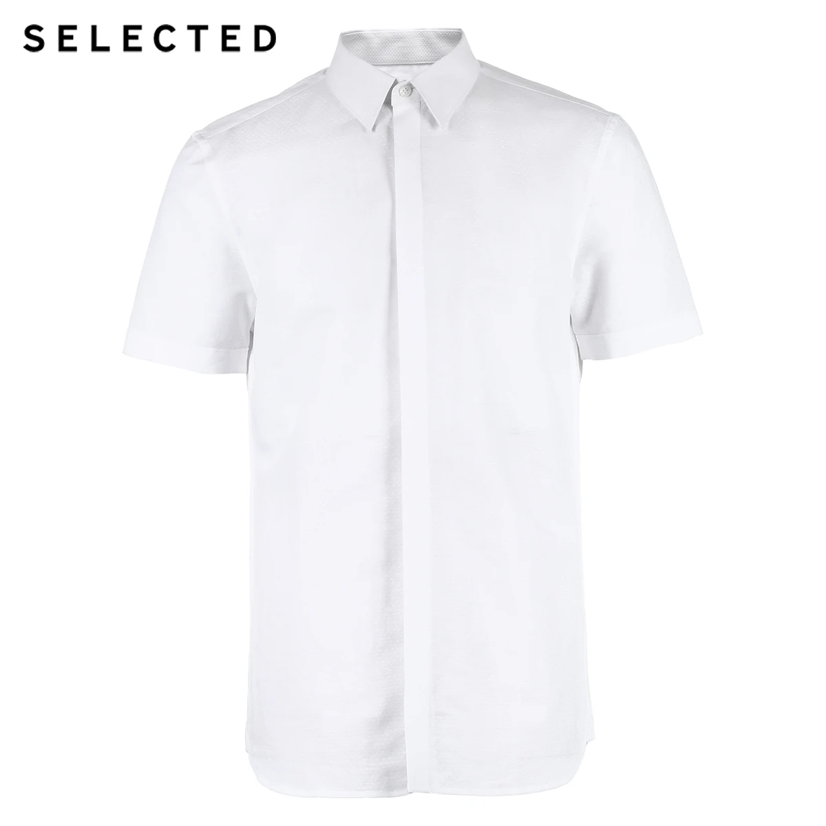 SELECTED Cotton-linen light concise business short-sleeved shirt T|418204511 | Мужская одежда
