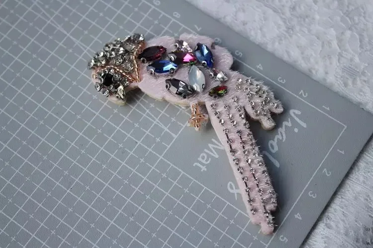 Ручной работы нашивки со стразами и бисером в виде птиц совы пришить жемчугом на