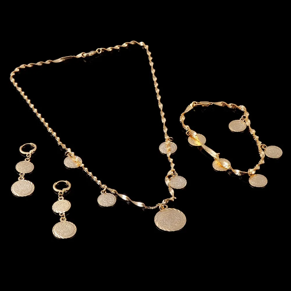 Браслет ожерелье серьги набор мусульманская Арабская монета знак денег для