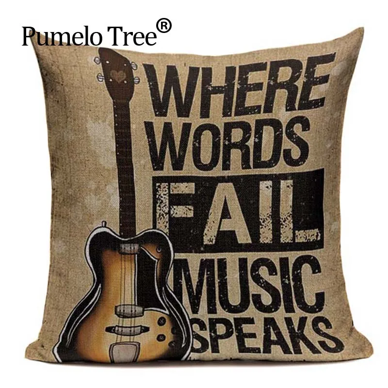 Музыкальная серия высокое качество хлопок лен декоративный черный белый