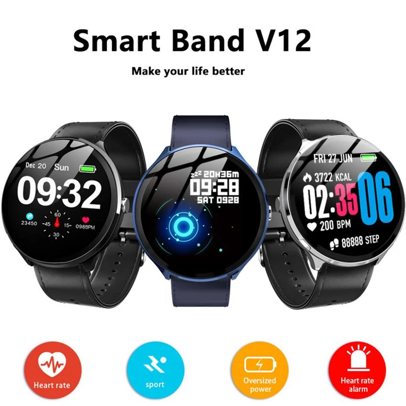 Kospet V12 1.3 Inch Tempered Glass Screen Smart Watch Waterproof Heart Rate Monitoring Blood Pressure For Men Women smartwatch