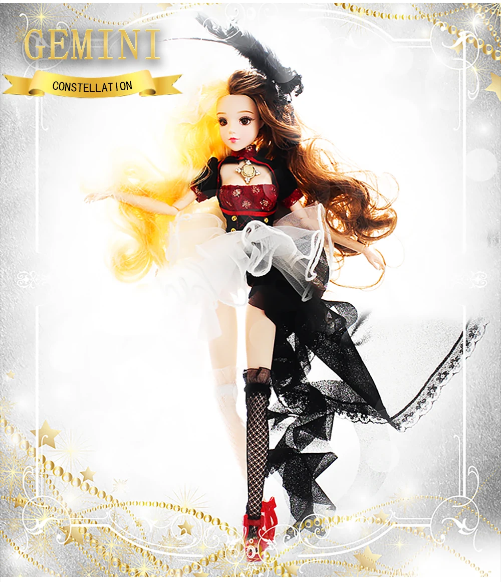 DBS MMGirl 12 созвездий близнецы как BJD Blyth кукла 1/6 30 см черно белое платье фантазия