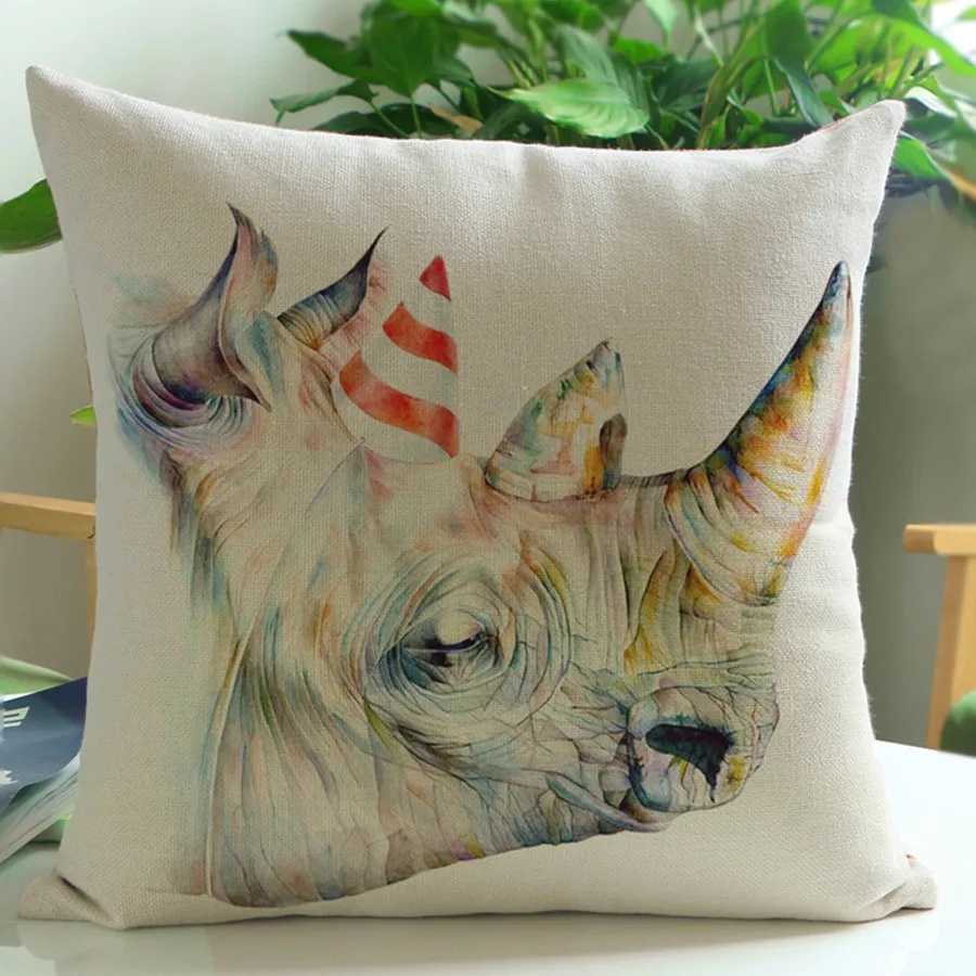 Ручная роспись подушка в виде животного жираф искусственный дизайн хлопковая