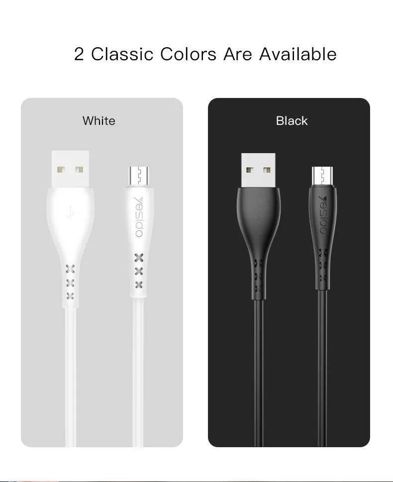 Yesido CA26 Micro USB кабель Шнур 2.4A Быстрая зарядка USB кабель для передачи данных для samsung Xiaomi huawei Android телефон планшет USB кабели провода