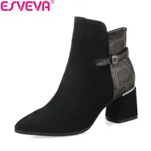 Женские ботинки на молнии ESVEVA осенние квадратном каблуке с