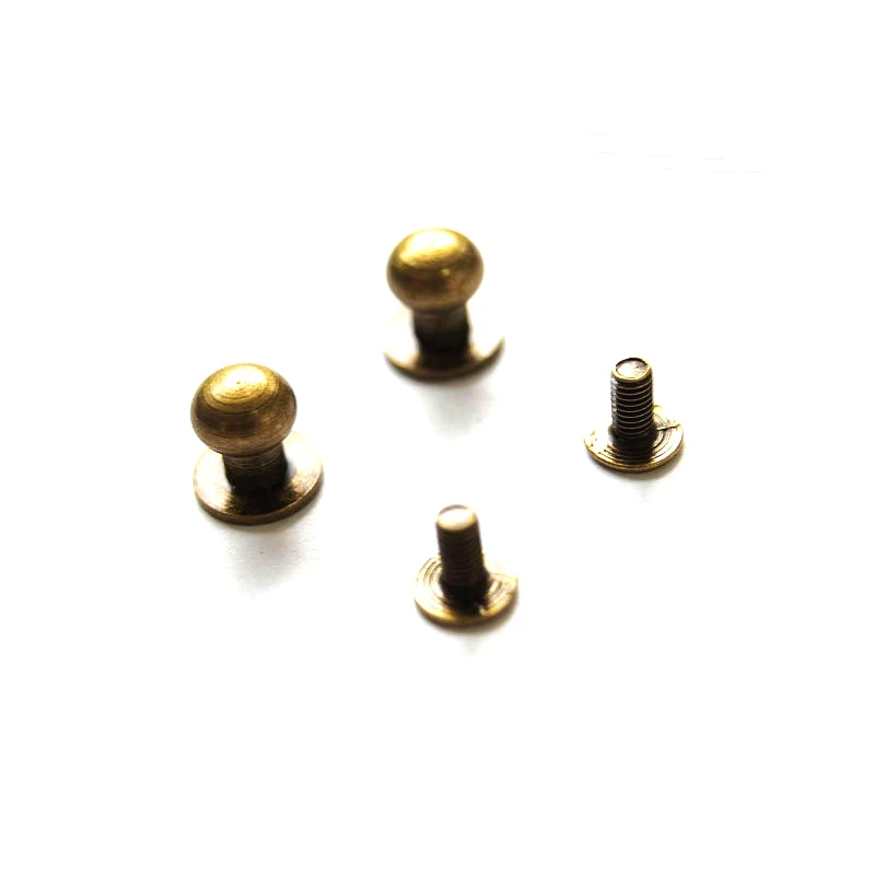 200 pcs 8mm Antique brass Button Ball Head Screwback Studs Leathercraft Decorations Findings By DHL