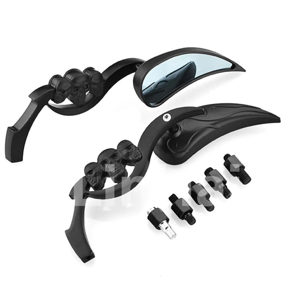 Черные каплевидные зеркала заднего вида с черепом для HARLEY SPORSTER DYNA ROAD GLIDE KING|mirror