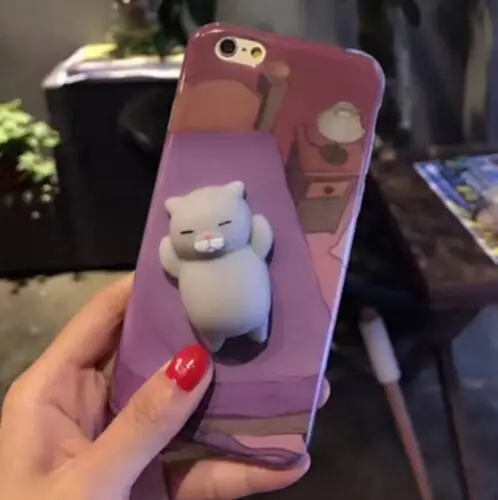 KISSCASE 3D милый креативный чехол с котом для iPhone 7, 8, 6 S, 6 Plus, X, 10, снятие стресса, жесткий пластиковый чехол s для iPhone 7, X, 5S, 5, SE - Цвет: Purple Cat