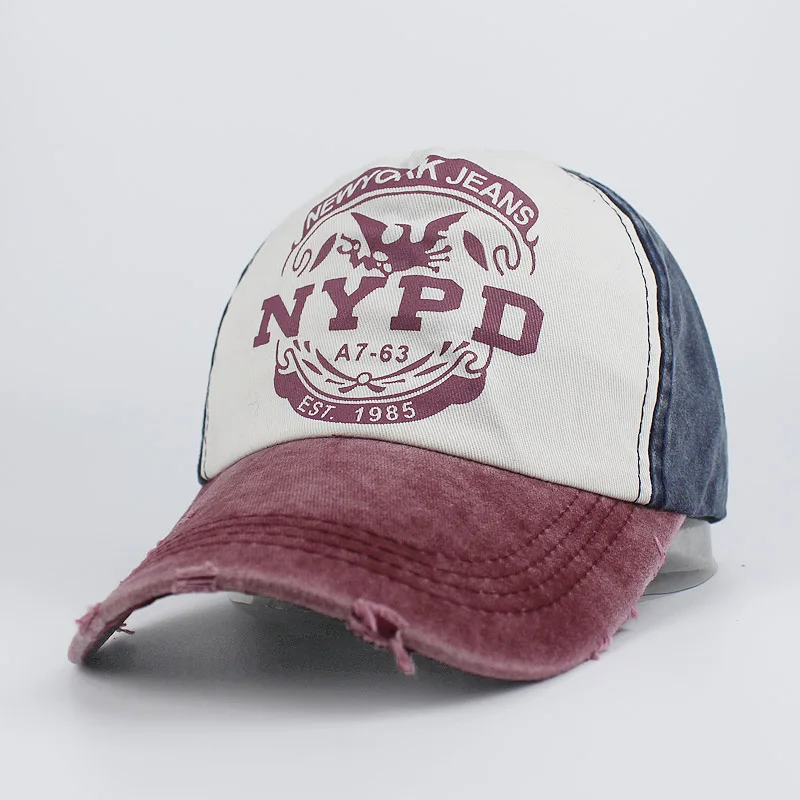 Модная бейсболка для отдыха с эффектом потертости, ретро бейсболка NYPD, алфавит для мужчин и женщин, водительская Спортивная шляпа, шляпа шлем для папы - Цвет: B