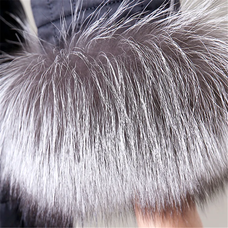 Женское зимнее пальто 2019 европейская куртка с воротником из Меха чернобурки