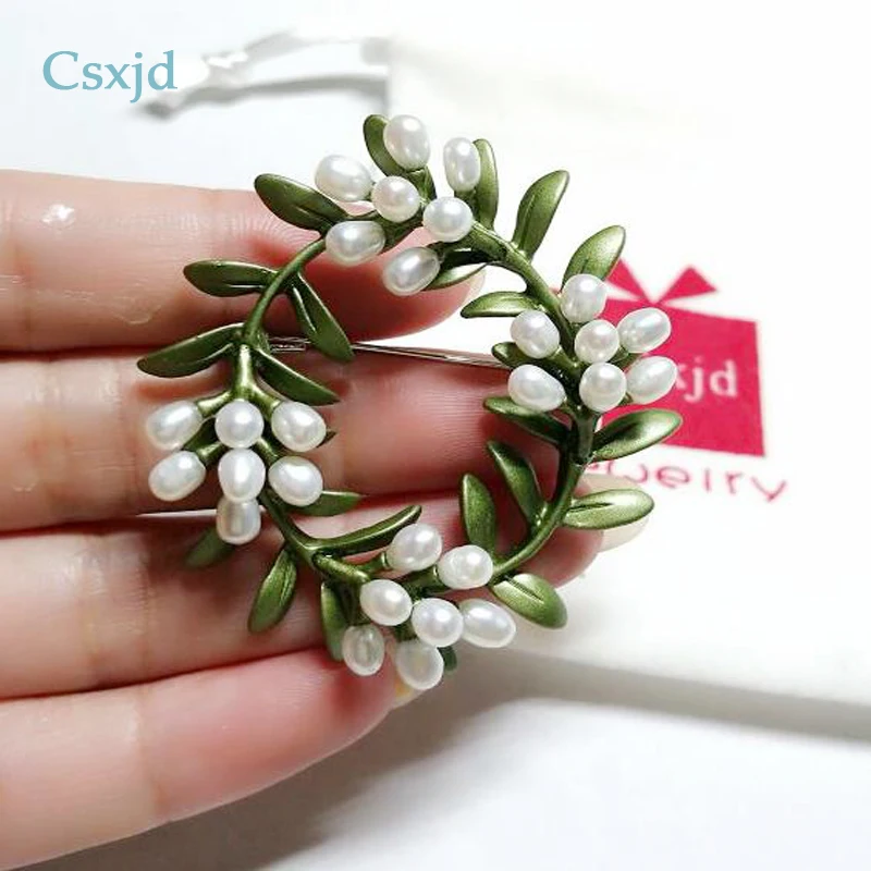 Женская Винтажная брошь в форме венка CSxjd из натурального пресноводного жемчуга