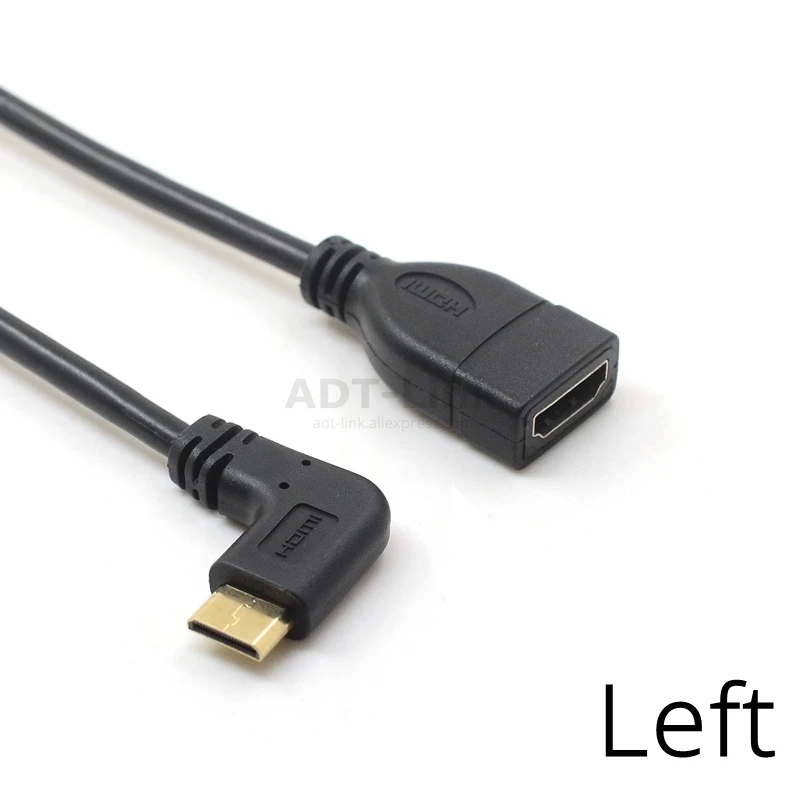 10 см вверх вниз влево угловой мини HDMI Мужской к HDMI Женский Кабель для портативных ПК HDTV Тип C hdmi мини hdmi угол адаптер 0,1 м