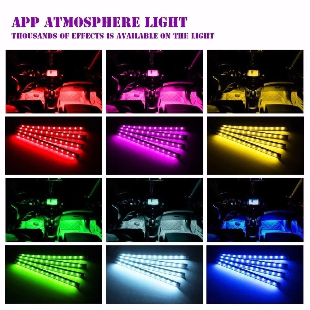 4 шт. 12 светодиодов разноцветсветодиодный Светодиодная лента RGB для подсветки