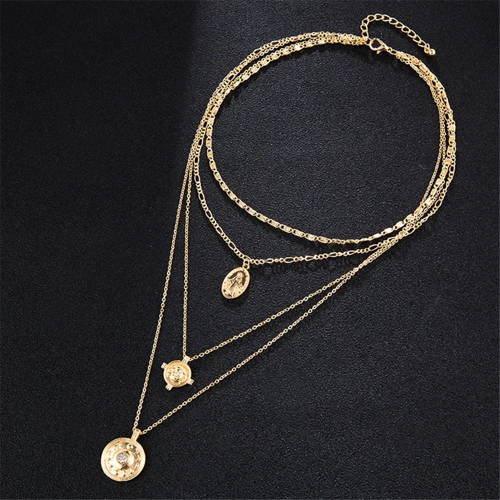 Винтажное ожерелье с кристаллами крест цветок Девы Марии кулон для женщин золото