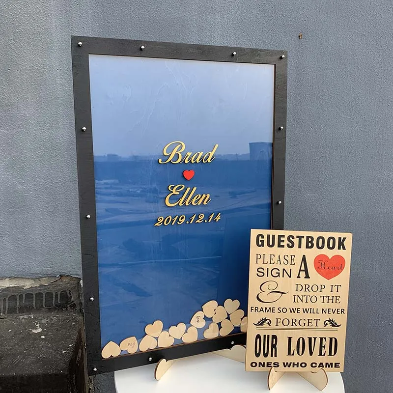 Подгоняйте деревенский деревянный Гостевая книга черная рамка