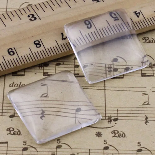 

25x25mm Thickness:6mm Square Flat Back Clear Glass Cabochon Dome Cameo Jewelry Finding 3pcs/lot (K02923)