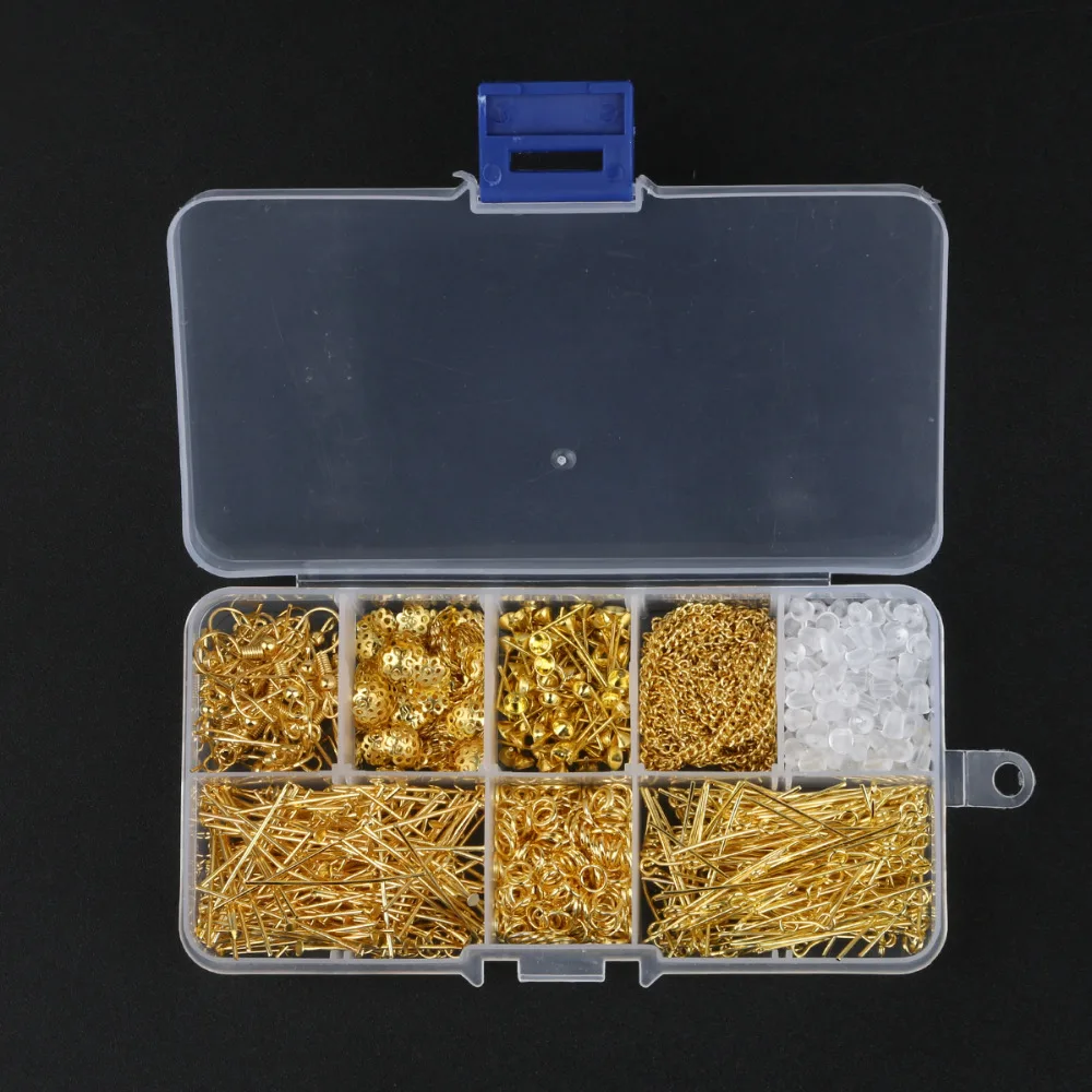 Золотистые/Родиевые/Серебристые серьги 1 коробка искусственные крючки булавки