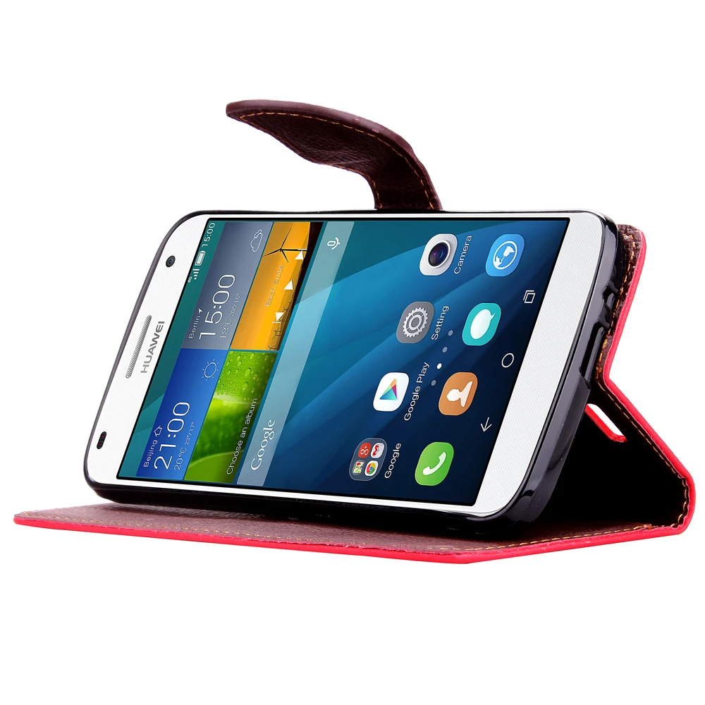 Для Huawei G7 Роскошные листьев Стиль кожаный чехол для Ascend Обложка с подставкой