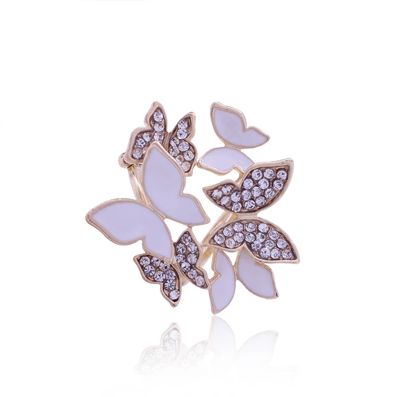 

Korean Fashion Wild Butterfly Three-Ring Silk Scarf Buckle Personality Men And Women Rhinestone Scarf Buckle Ornament Gift