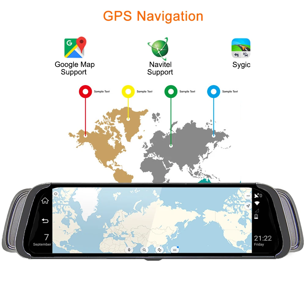 Автомобильный видеорегистратор Bluavido 10 дюймов 4G android ADAS GPS навигация FHD 1080P