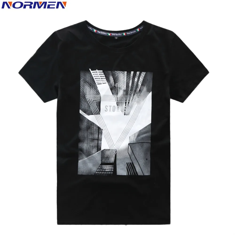 Мужские футболки с круглым вырезом NORMEN хлопковые топы коротким рукавом