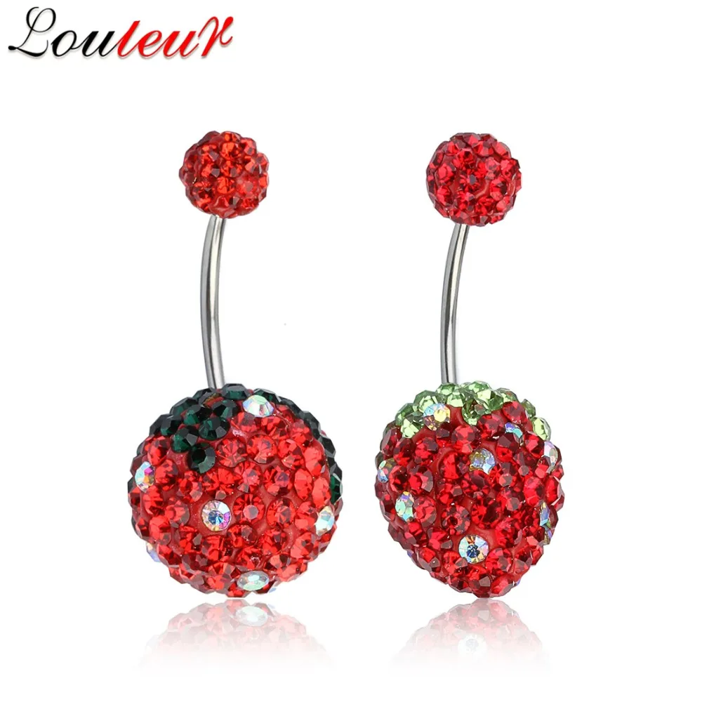 LOULEUR 2017 New Crystal Rhinestone Belly Button Rings Navel Piercing Jewelry Stainless Steel Labret Body |