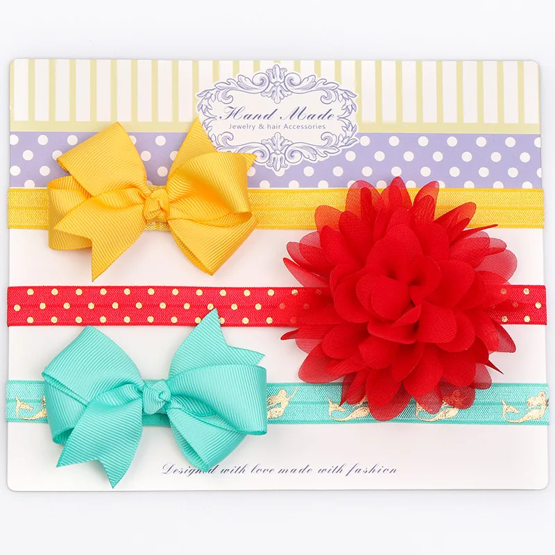 3pcs/lot Baby Headband Elastic Newborn Hair Accessories Flower Bowknot Haarband For Girls Hairband Turban KF36 | Детская одежда и