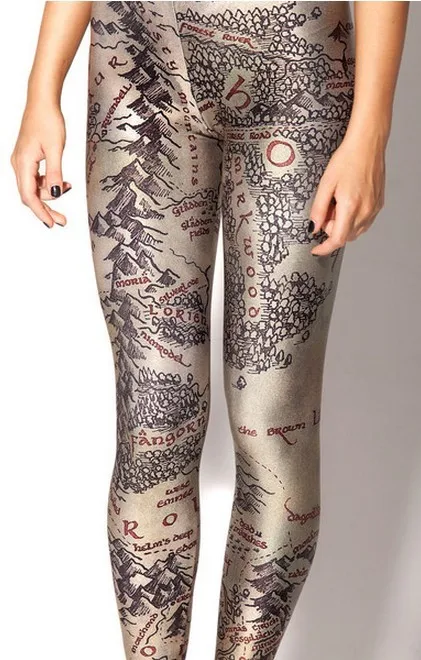 SexeMara Middle Earth Map Digital Print Leggings Women Fashion Gothic Creative Fitness Shape Slim Popular Elastic Pants BL-099 | Женская