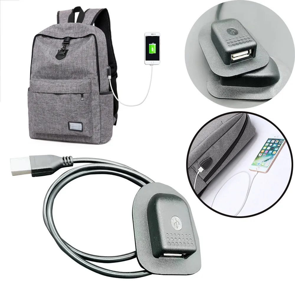 Черный рюкзак с внешним USB-интерфейсом для зарядки зарядный кабель удобный