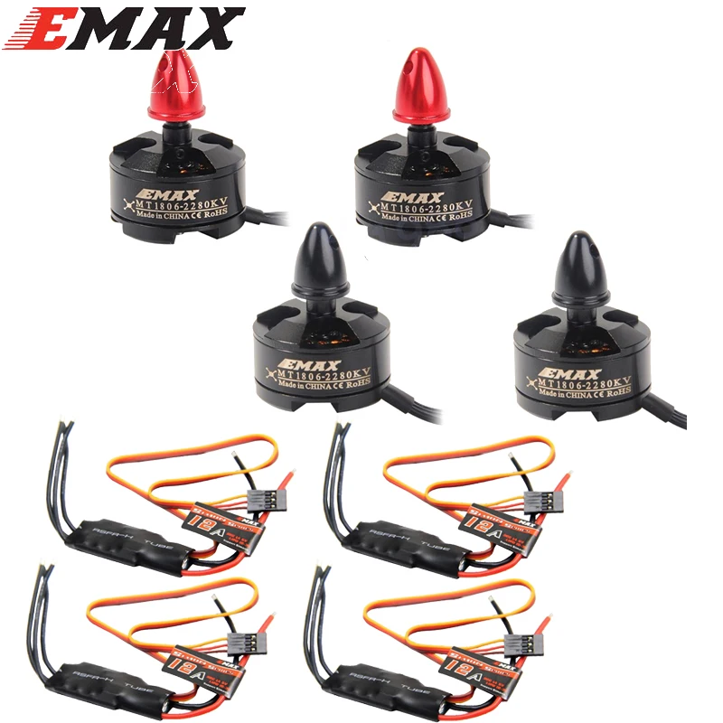 4 компл./лот EMAX MT1806 2280KV по часовой стрелке и против часовой стрелки бесщеточный мотор и EMAX 12A SimonK ESC для C250 Полетный контроллер QAV250 Квадрокоптер оптовая продажа